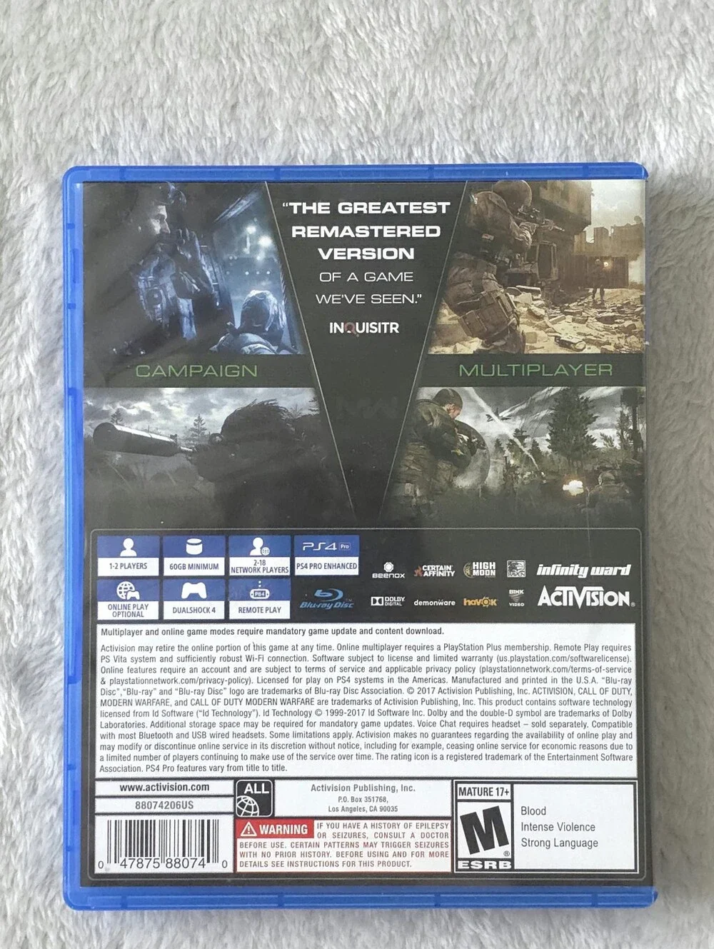 Call Of Duty Modern Warfare Remastered PS4 Playstation 4